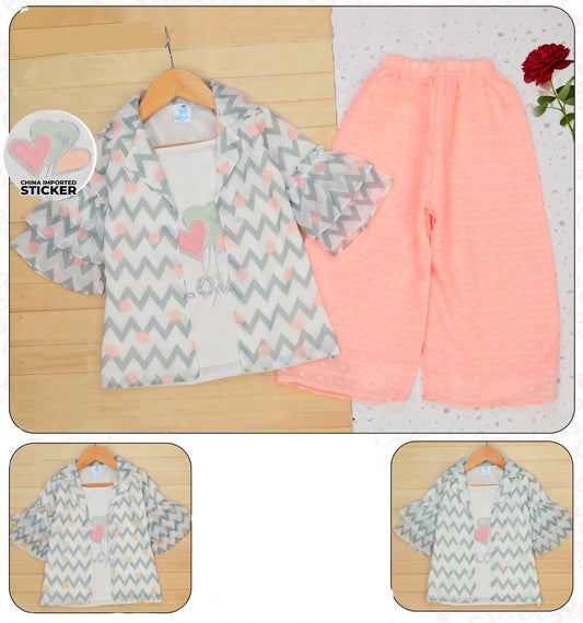 Little Girl" 3-Piece Cardigan, T-Shirt & Pants Set
